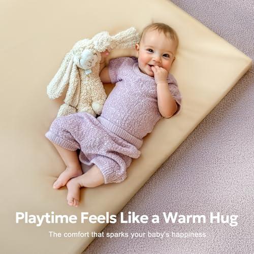 Baby Mat for Floor, Thick Soft Non-Toxic Vegan Leather Baby Play Mat, Waterproof Foam Play Mat, Padded Play Mat for Baby, 50x50 Playpen Mat, Infant Playmat for Baby Girls and Boys, thumbnail 8
