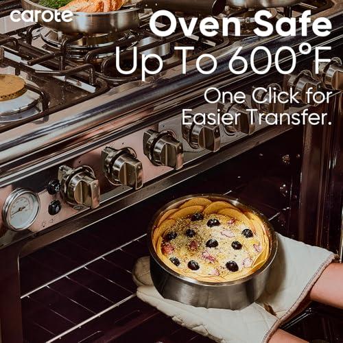 CAROTE Pots and Pans Set, Stainless Steel Cookware Set Detachable Handle, 15pcs Induction Kitchen Cookware Sets with Removable Handle, RV Cookware Set, Oven Safe
