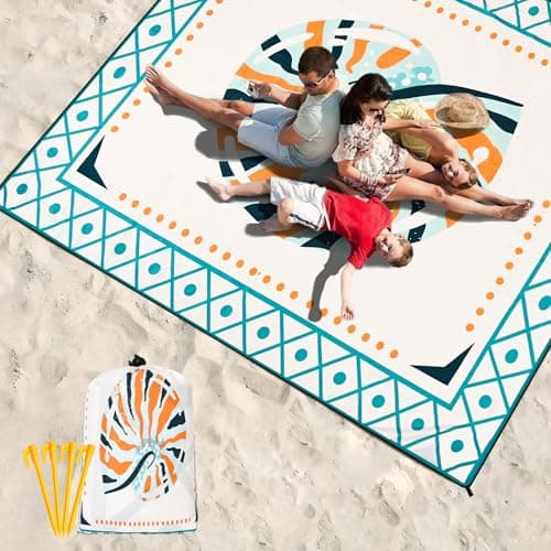 HIHOHO Waterproof Sandproof Beach Blanket Mat for 1-8 Adults, Quick Drying thumbnail 8