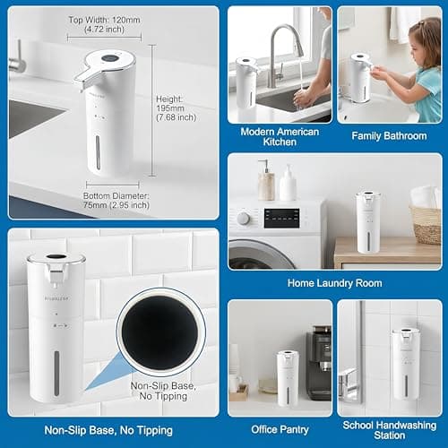 Automatic Soap Dispenser Liquid Touchless Upgrade Pump Uneasy Plugging Wall Mounted USB Rechargeable, 4-Level Adjustable 13.52oz Modern Electric Hand Soap Dispenser Kitchen Bathroo thumbnail 7