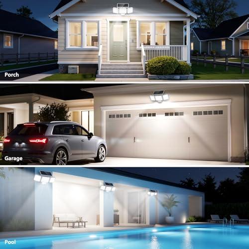 WdtPro Solar Lights Outdoor Motion Sensor, 3500LM Bright Solar Flood Lights Outdoor, Adjustable & Upgrade Glass Panel, Wireless LED Solar Powered Security Spot Lights Waterproof fo thumbnail 7