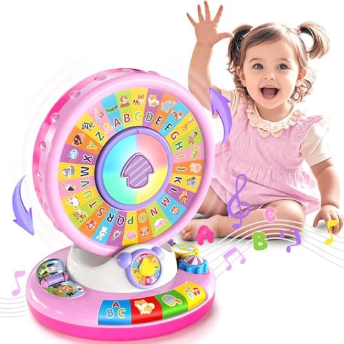 Toys for 1 2 3 Years Old Boys Girls, Musical Spin & Sing Alphabet Zoo with Lights & Sounds, Learning Educational Toys for Toddler 1-3, Christmas Birthday Gifts for Baby Kids Age 6-