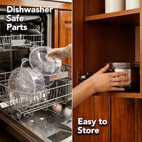 OVENTE 2-Tier Electric Food Steamer, 5 Quart Stainless Steel Stackable Steam Cooker with 400W Power, 60-Minute Timer & Auto Shut-Off, Dishwasher Safe, Healthy Vegetable & Seafood S thumbnail 6