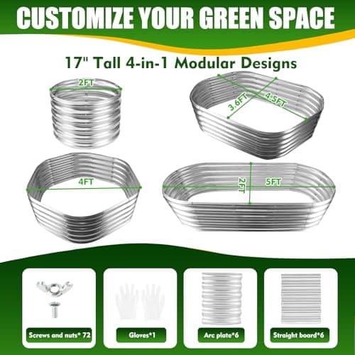 Cama de cultivo elevada ovalada de metal TBMLC 17", 152x61x43 cm