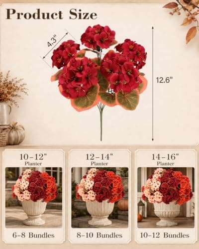 Miniatura de Geranios Falsos LAOWUJA de Otoño para Exterior (6 Manojos) 4