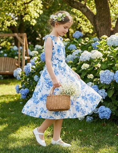 Miniatura de Vestido Floral de Chifón GRACE KARIN para Niñas, Sin Mangas, Veraniego y Versátil 5