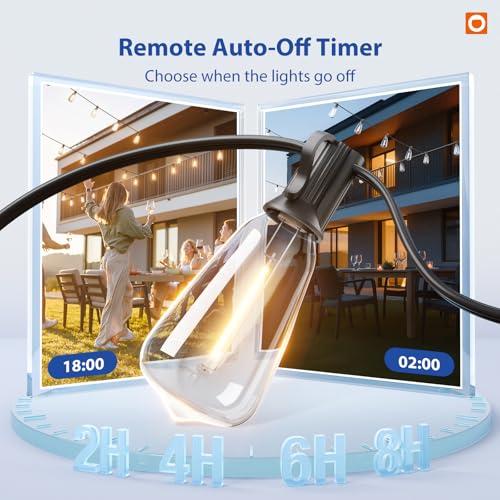 addlon 100FT LED Outdoor String Lights with Remote Waterproof Patio Lights with Shatterproof ST38 Replaceable Bulbs, Dimmable Outside Hanging Light Connectable for Porch, Backyard thumbnail 7