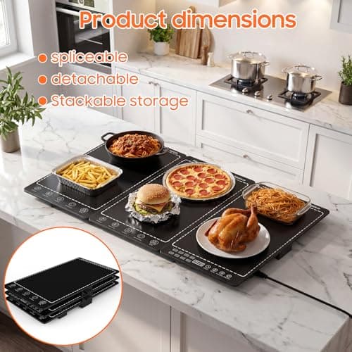 Miniatura de Charola eléctrica para calentar comida, 3 en 1 para fiestas y buffets 4