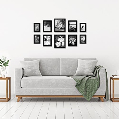 Americanflat Set of 10 Picture Frames with Shatter-Resistant Glass - Gallery Wall Frame Set with Two 8x10, Four 5x7 and Four 4x6 Frames - Signature Collection - Black thumbnail 6