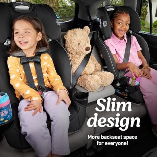 Graco Slimfit 3-in-1 Convertible Car Seat, Slim Car Seat with Space-Saving Design, Highback Booster Seat with 10-Position Headrest, Rear Facing and Forward Facing Carseat, Darcie thumbnail 3