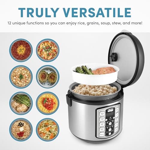 Aroma Housewares Professional Plus ARC-5000SB 20 Cup (Cooked) Digital Rice Cooker, Food Steamer, Slow Cooker, Stainless Exterior/Nonstick Pot, Silver, Black, 10-cup uncooked/20-cup thumbnail 3