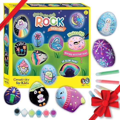 ¡Kit de Pintura de Rocas 'Brilla en la Oscuridad' para Niños! Crea y Decora 10 Piedras con Colores Vivos