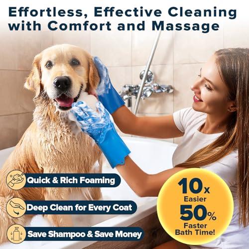 Augwind 6PCS Pet Grooming Kit for Dogs,Cats and Horses | Dog Washing Gloves | Dog Bath Brush | Dog Bath Gloves | Dog Shampoo Brush | Pet Grooming Gloves | Dog Bath Supplies (Navy B thumbnail 2