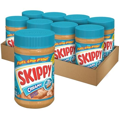 (S&S) SKIPPY Creamy Peanut Butter, Plant Based Protein, 16.3oz x8