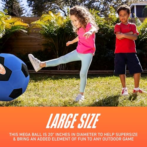 Nerf Mega Ball - 20" Inch Big Outdoor Kids Kickball, Soccer Ball, Dodgeball for Backyard Games - Giant Multi Sport Toy for Outdoor + Lawn Games - NO Pump Included