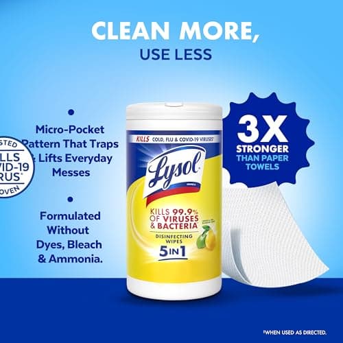 LYSOL Disinfecting Wipes, All Purpose Cleaner, Multi-Surface Antibacterial Cleaning Wipes, Household Cleaning Supplies, Dorm Essentials, Lemon & Lime Blossom Scent, 80 ct. (4 Pack) thumbnail 6