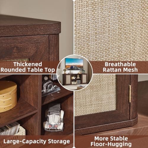 Miniatura de Mueble para TV de Ratán LEYAOYAO para Sala - Nogal 5