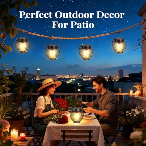 Solar Lanterns Outdoor Waterproof, Upgraded Hanging Solar Lights for Outside, Metal Solar Hanging Lanterns with Clip, Solar Powered Lantern for Patio Porch Garden Decor, 2 Pack thumbnail 6