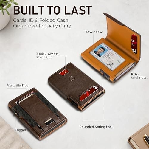 RUNBOX Wallet for Men 9-13 Cards RFID Blocking Slim Pop-Up Card Holder