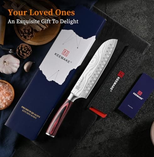 KEEMAKE 7" Santoku Knife, Razor Sharp Chef Knife with Ergonomic Handle thumbnail 7