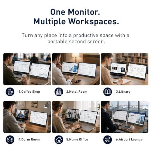 KOORUI 15.6 inch Portable Monitor FHD 1080P IPS External Display, Second Screen for Travel and Office, USB-C HDMI Gaming Monitor with Kickstand & Speakers for Laptop PC thumbnail 5