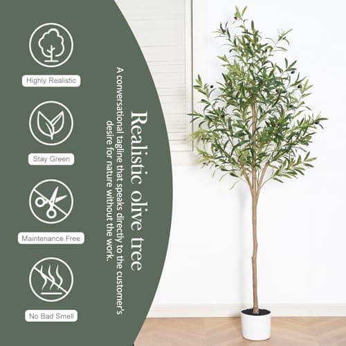 Árbol de Olivo Artificial Sillaff de 6 Pies con Maceta y Frutos Realistas para Interiores