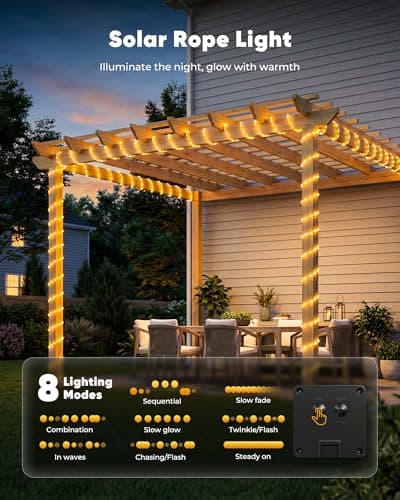 Miniatura de Manguera de Luces Solares Brightown de 39 pies, 100 LEDs, Impermeable, Blanco Cálido 4