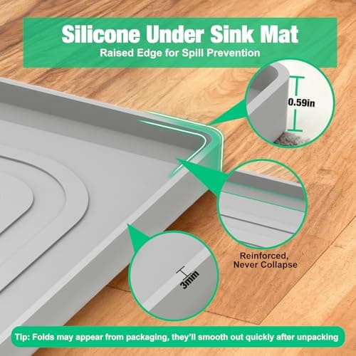 Tapete protector impermeable de silicona para debajo del fregadero (22" x 19")