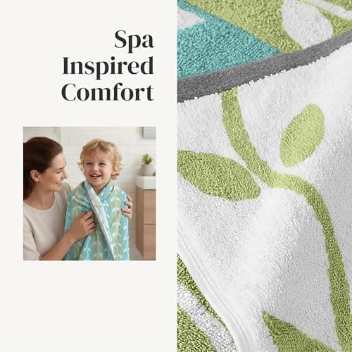 Set de 6 Toallas Modern Threads Natural Vine 100% Algodón Jacquard - Absorbentes y Suaves - Salvia