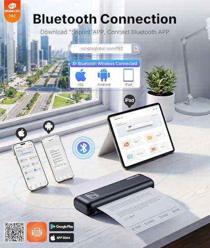 Rongta Portable Printer Wireless for Travel, Inkless Thermal Printers for 8.5" x 11" US Letter & A4 Size, Compatible with Android iOS Smartphone, Mac Windows Laptop for Office & Ho