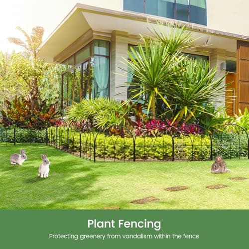 Youpehom Small 12.55"*16.53" Decorative Garden Fencing Border, No Dig Fences Barrier, Black Metal Fence, Garden Edging Fence Panel, Dog Fence Outdoor for Yard, Flower Bed (6 pcs) thumbnail 8