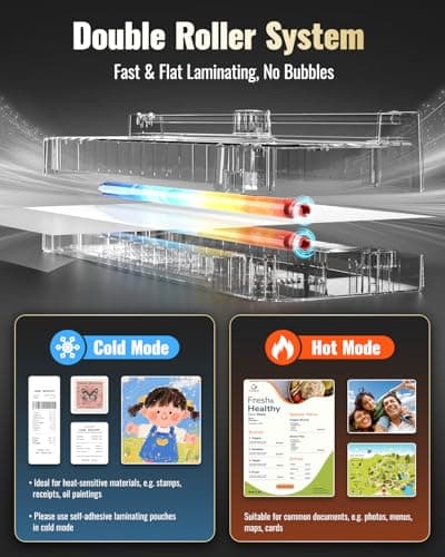 13in Laminator Machine with Sheets 50pcs + Paper Trimmer + Corner Rounder + Scale Line, 11x17 / ABS Anti-Jam |Dual Hot and Cold Mode | 90s Fast Preheat for A3/A4/A5/A6 Home Office 