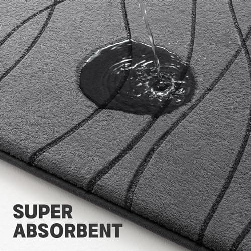Juego de 5 Tapetes YIHOUSE de Baño con Memoria, Gris Oscuro, Antideslizantes y Súper Absorbentes