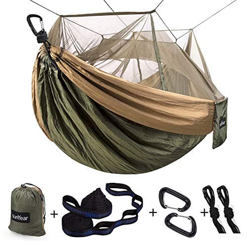 Sunyear Camping Hammock Mosquito Net Double 2 Person 500lbs 10ft Straps