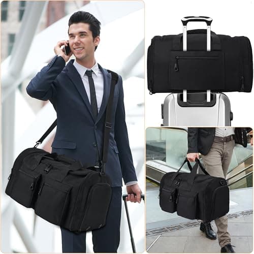 HILOMON Mens Duffle Bag 45L Expandable GYM Bags Carry-on Travel Bag
