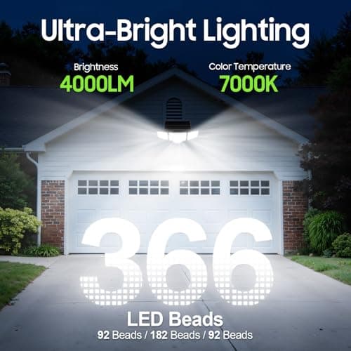 TuyLuxe Solar Flood Lights,4000LM Dual Motion Sensor Outdoor Lights, 2 Pack | 366 LED 300° Solar Motion Lights Outdoor, Large Solar Panel, 3500mAh, IP65 Waterproof Outside Security for Yard Patio Gara