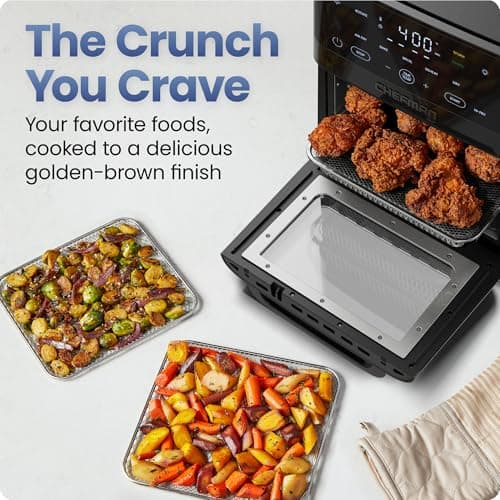 Chefman Air Fryer 6-in-1, XL 14-Quart Multifunctional Airfryer with Touchscreen Controls, Rotisserie, Food Dehydrator, Convection Oven, Bake, Broil, and Reheat Functions, Windowed  thumbnail 4