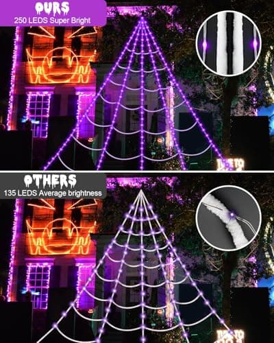 Brighter Spider Webs Halloween Decorations Lights,Halloween Decor thumbnail 3