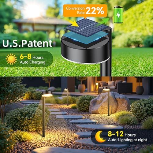 Ahaorigin 8 Pack Solar Pathway Lights Outdoor, 12 Brighter LED Solar Lights Outdoor Waterproof, Up to 12 Hrs Modern Path Light for Yard Garden Walkway Driveway Lawn (8 Pack) thumbnail 2