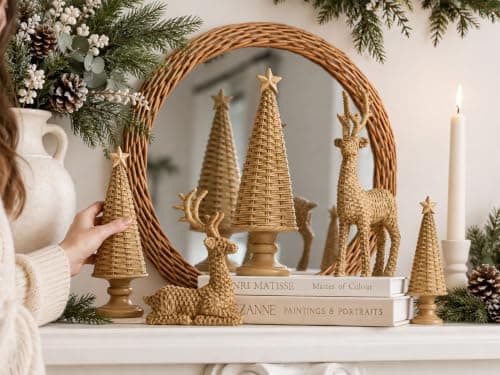 Gleemoria 5PCS Reindeer Christmas Decor, Christmas Tree Figurines thumbnail 4