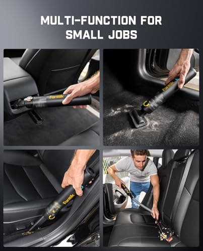 Fanttik Slim V8 APEX Car Vacuum, 4-in-1 Portable Mini Cordless Vacuum with 19000pa Suction Power for Pet Hair, Type-C Charge, One-Touch Empty for Car, Office Desk, Keyboards (Black thumbnail 3