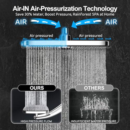 Combo Regadera de Lluvia y Ducha de Mano con Alta Presión y Soporte Magnético