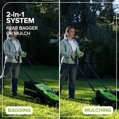 Greenworks 24V 14 in Push Lawn Mower, 5.0 Ah Battery and Charger thumbnail 8