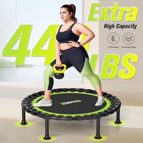 ZCMHAXJ Foldable Mini Trampoline, 36"/40"/48" Rebounder Trampoline for Adults, 440lbs Capacity Indoor Fitness Workout Exercise Equipment thumbnail 2