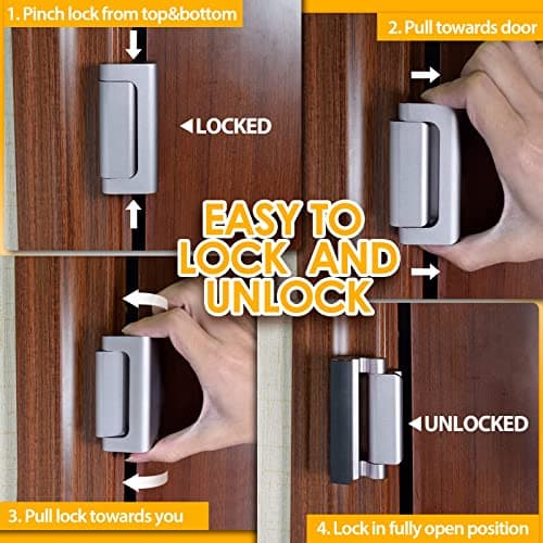 Home Security Door Lock, 2 Pack Childproof Door Reinforcement Lock with 3 Inch Stop Withstand 800 lbs for Top Front Inward Swinging Door, Upgrade Flip High Night Lock to Defend You thumbnail 5