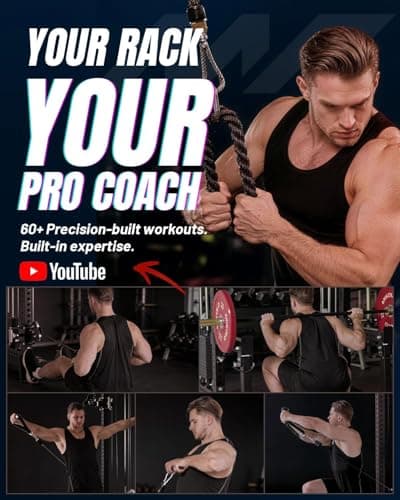 Mikolo Anubis-2.0 Smith Machine with Weight Stack, 3“×3” All-in-One Power Cage with LAT Pulldown & Cable Crossover, 3200LBS Multi-Function Trainer with Aluminum Pulley System for F thumbnail 7