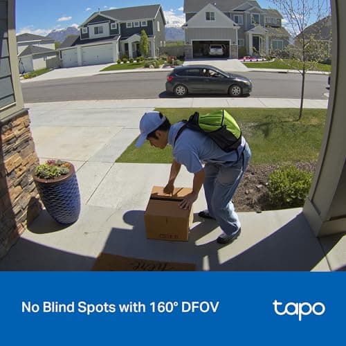 Tapo 2K Wireless Smart Video Doorbell - 160° Ultra-Wide View, Person Detection, 2-Way Talk, Ring Call, Night Vision, Subscription-Free Local Storage or Optional Cloud, D205