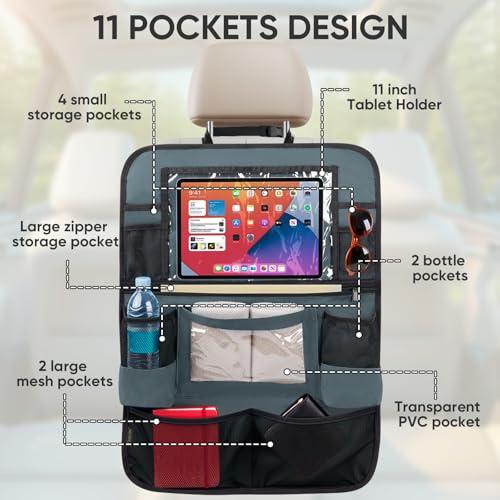 BALEINE Backseat Car Organizer, Back Seat Car Organizers and Storage, Kick Mats Back Seat Protector, Travel Accessories for Most Automotive (1 Pack, Gray) thumbnail 2