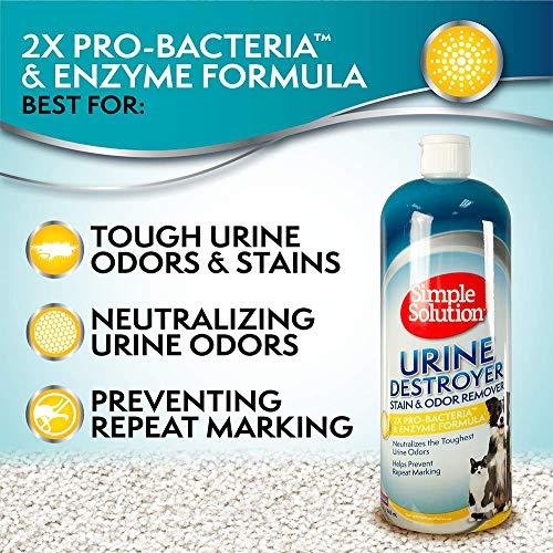 Simple Solution Urine Destroyer Enzymatic Cleaner | Pet Stain and Odor Remover with 2X Pro-bacteria Cleaning Power | 32 Ounces thumbnail 4