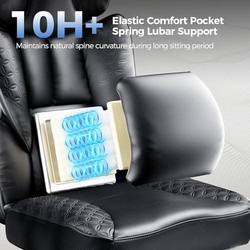 GTPLAYER Big and Tall Gaming Chair 400lbs Heavy Duty Office Chair with Foot Rest & Ergonomic Pocket Spring Lumbar Support, High Back 3D Saddle Shaped Cushion for Back Pain Relief,  thumbnail 4